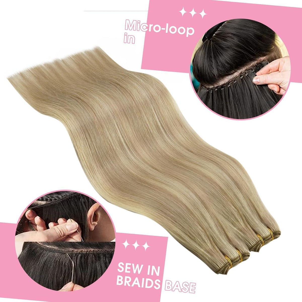 Blond Echthaar Haarverlängerung 50cm Doppelweft 100g
