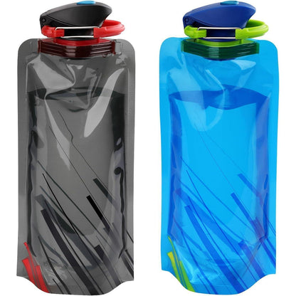 Faltbare Trinkflasche 2 Stück Schwarz+Blau 700ml, BPA-frei
