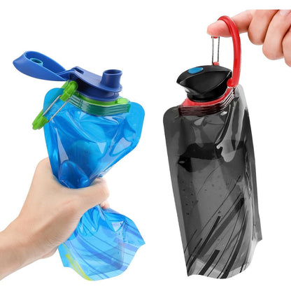Faltbare Trinkflasche 2 Stück Schwarz+Blau 700ml, BPA-frei