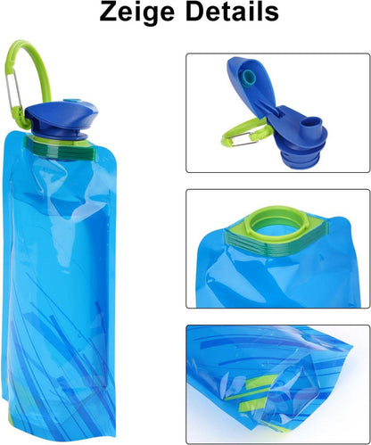 VIEVRE 2er Pack Faltbare Trinkflasche Schwarz & Blau 700ml