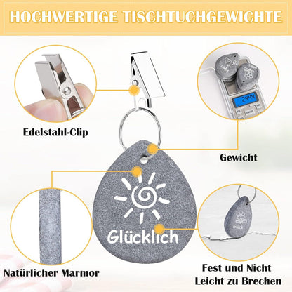 Tischdeckenbeschwerer Naturstein Stahl Klammer 8er Set