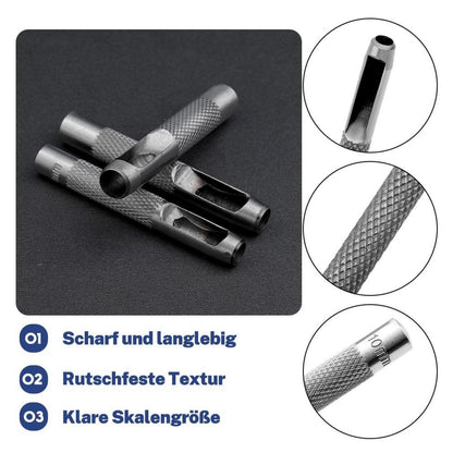 Lochstanzer Set 15-teilig Leder Stanzwerkzeug Rundstahl Hohlstanzer