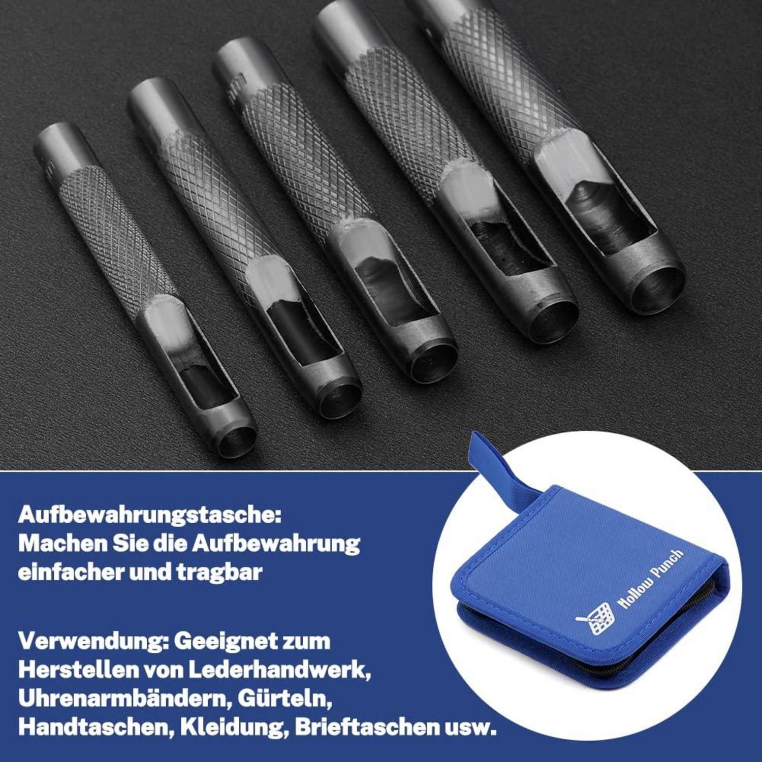 Leder Locheisen Set 15-tlg Stanzwerkzeug Uhrenarmbänder Gürtel 1-11mm