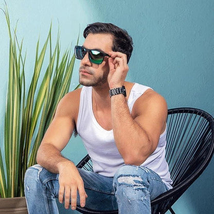 Polarisierte Herren Sonnenbrille TR90 Rahmen Quadrat UV400 Schutz - Schwarz/Grün