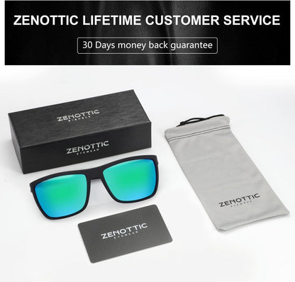 Polarisierte Herren Sonnenbrille TR90 Rahmen Quadrat UV400 Schutz - Schwarz/Grün