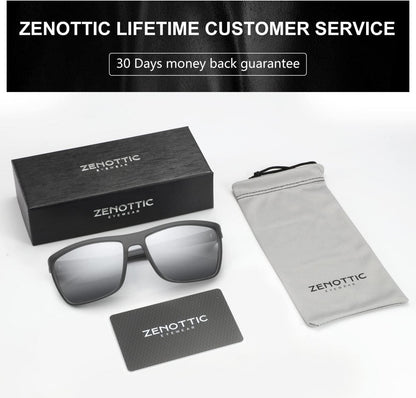 ZENOTTIC Polarisierte Sonnenbrille Herren TR90 Rahmen UV400 Schutz Quadrat C03