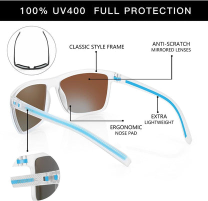 Polarisierte Herren Sonnenbrille TR90 Rahmen UV400 Schutz Square Blau