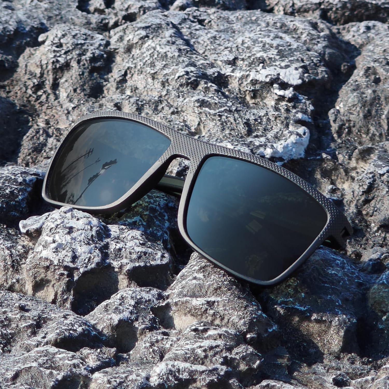 Polarisierte TR90 Herren Sonnenbrille UV400 Schutz Quadrat Schwarz Grün