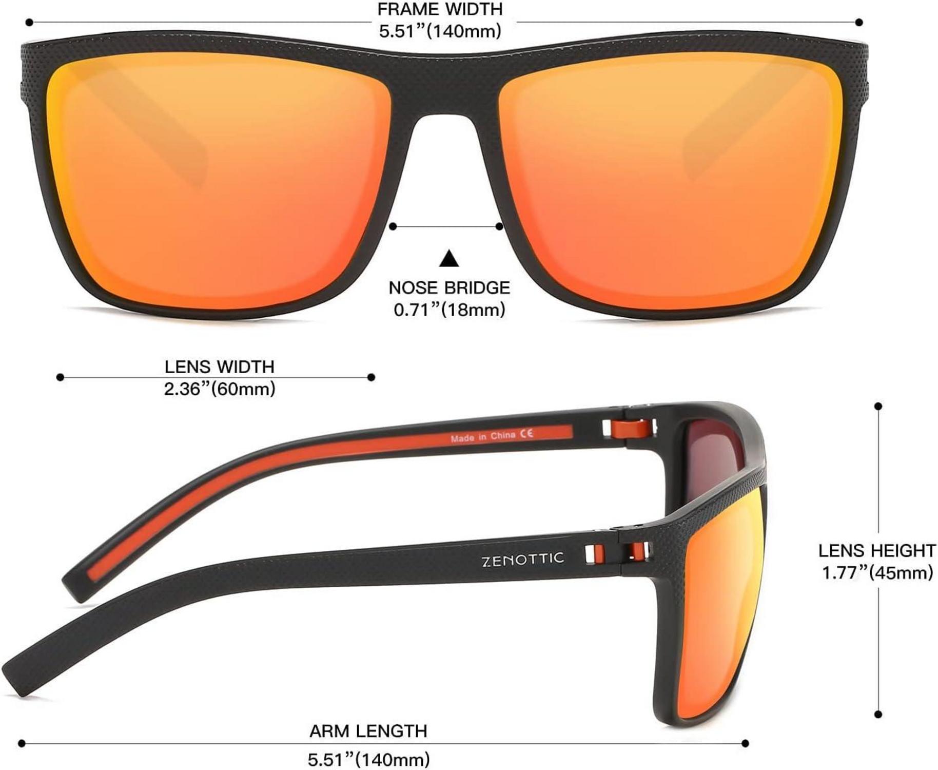 Polarisierte Sonnenbrille Herren UV400 TR90 Rahmen Schwarz/Orange