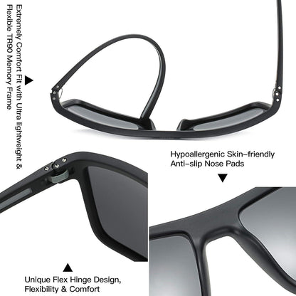 Polarisierte Herren Sonnenbrille TR90 Rahmen UV400 Schutz Quadrat