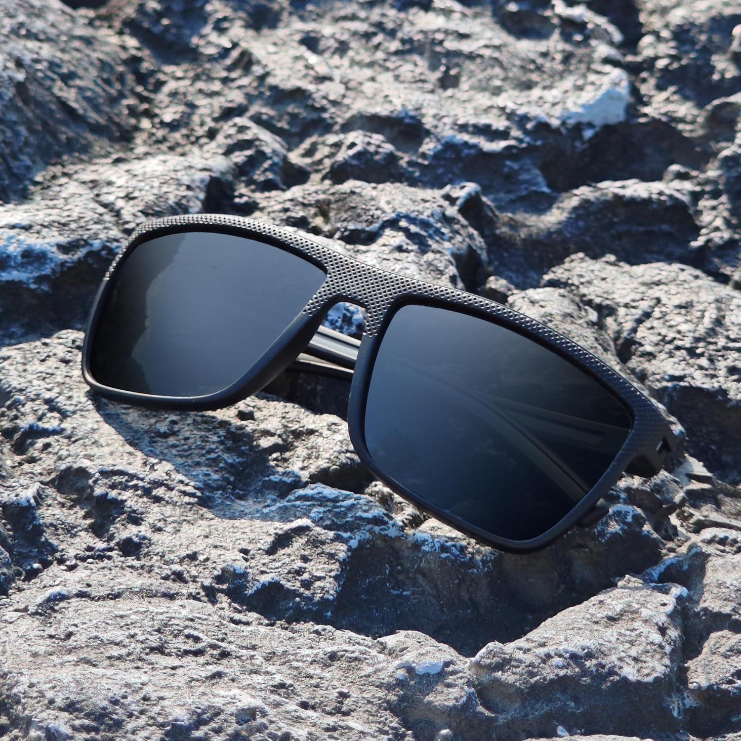 Polarisierte Herren Sonnenbrille TR90 Rahmen Schwarz UV400 Quadrat