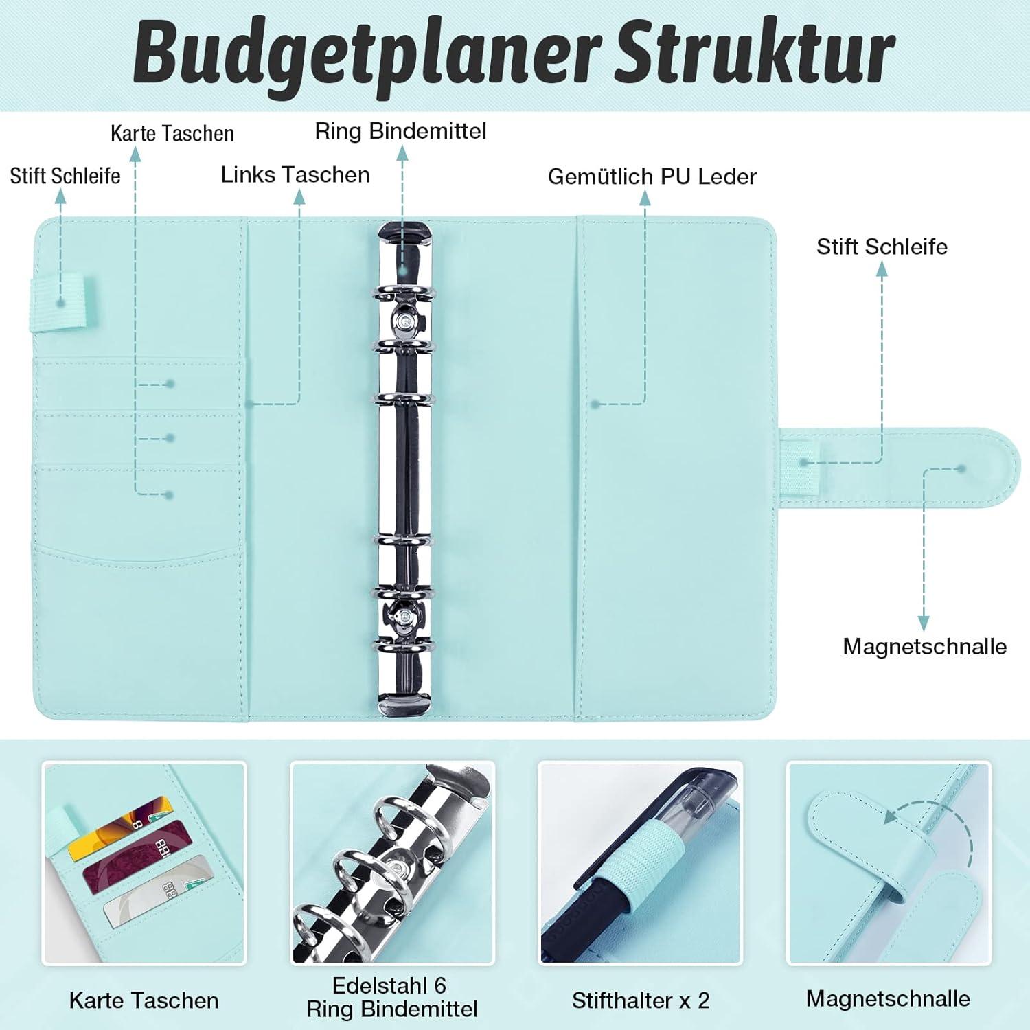 Budget Planner A6 Binder Geldsparmappe mit 12 Geldumschlägen