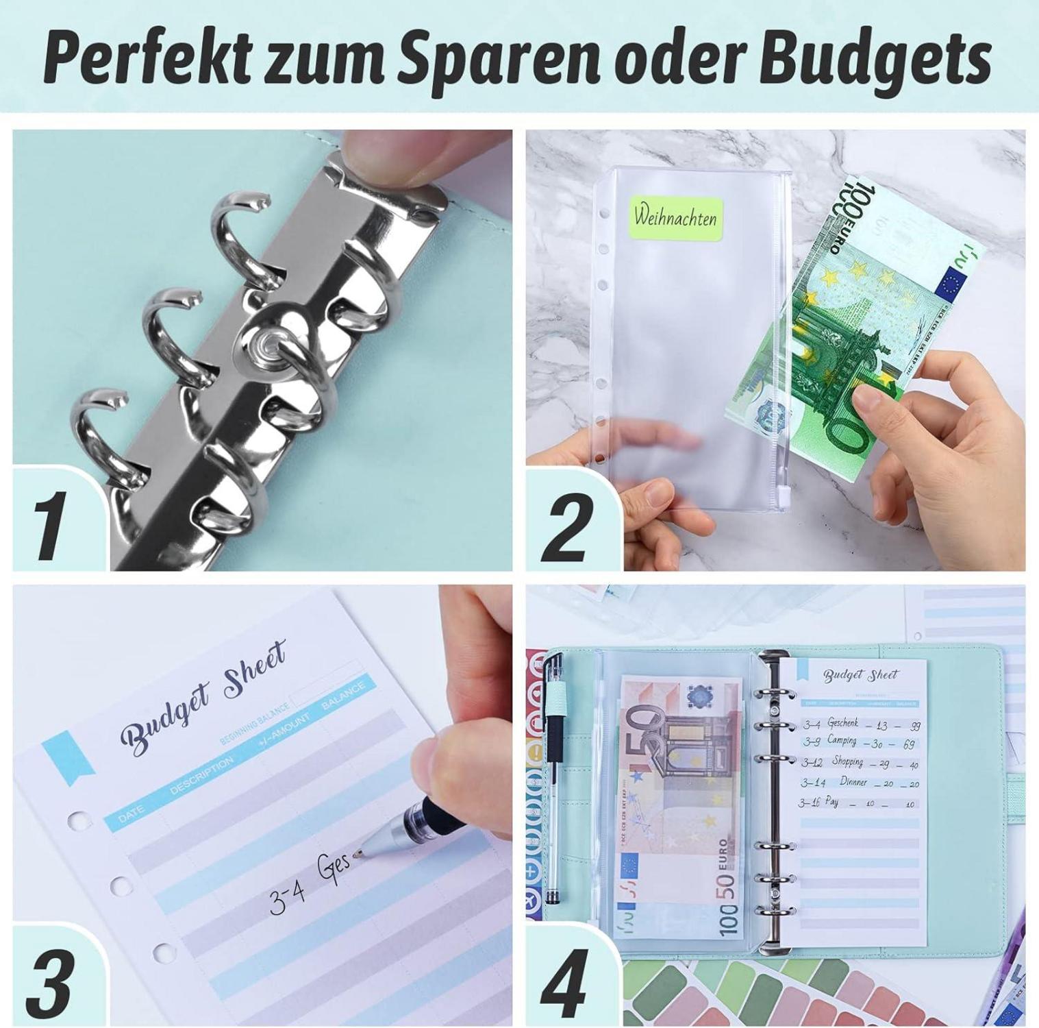 Budget Planner A6 Binder Geldumschläge Sparbuch Geld Organizer Bugetplaner