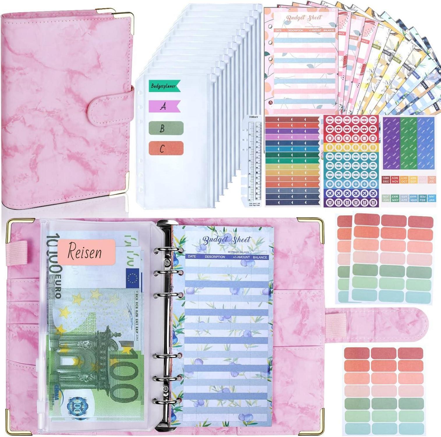 Budget Planner A6 Sparbuch Geldsparmappe mit Budgetblättern