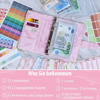 Budget Planner A6 Sparbuch mit Geldfächern und Folien