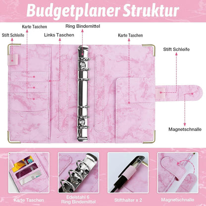 Budget Planner A6 Sparbuch Geldsparmappe mit Budgetblättern