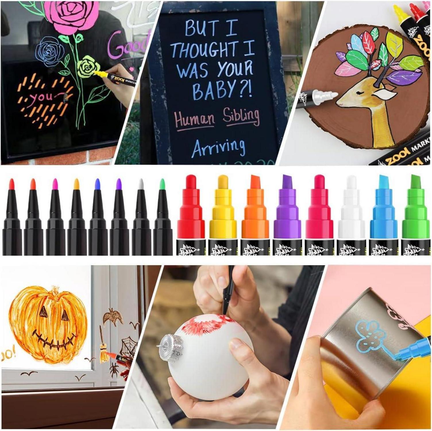 Kreidestifte Set 16 Farben Abwaschbar Fenster Whiteboard Marker Kinder