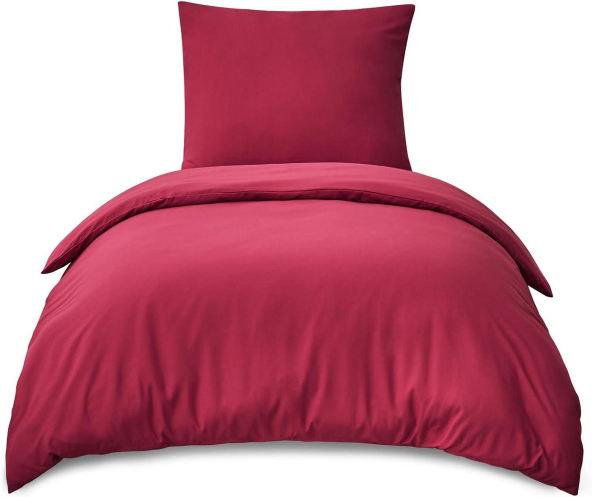 Bettwäsche Set Mikrofaser Reißverschluss 155x220cm Rot