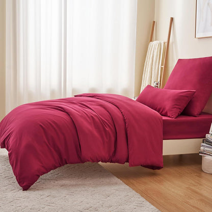 RUIKASI Bettwäsche Set 155x220cm Rot Mikrofaser Reißverschluss
