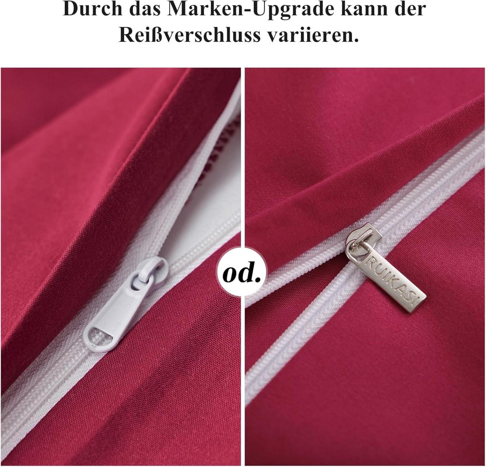 RUIKASI Bettwäsche Set 155x220cm Rot Mikrofaser Reißverschluss