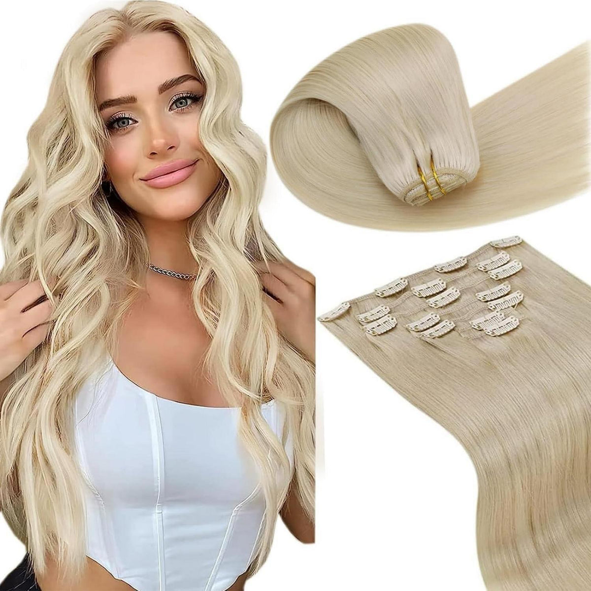 Echthaar Clip-In Extensions Blond 40cm - 105g #613