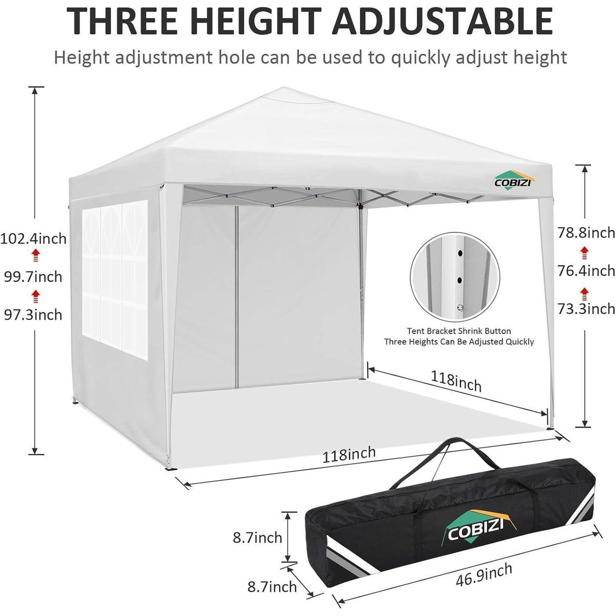 Faltpavillon 3x3 Wasserdicht mit Seitenteilen – Partyzelt für Garten