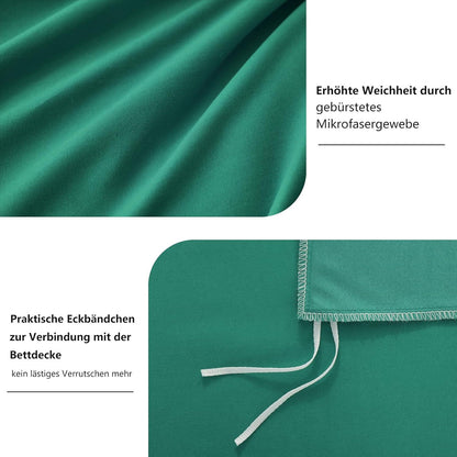 Bettwäsche 155x220 Grün 2teilig Mikrofaser Reißverschluss