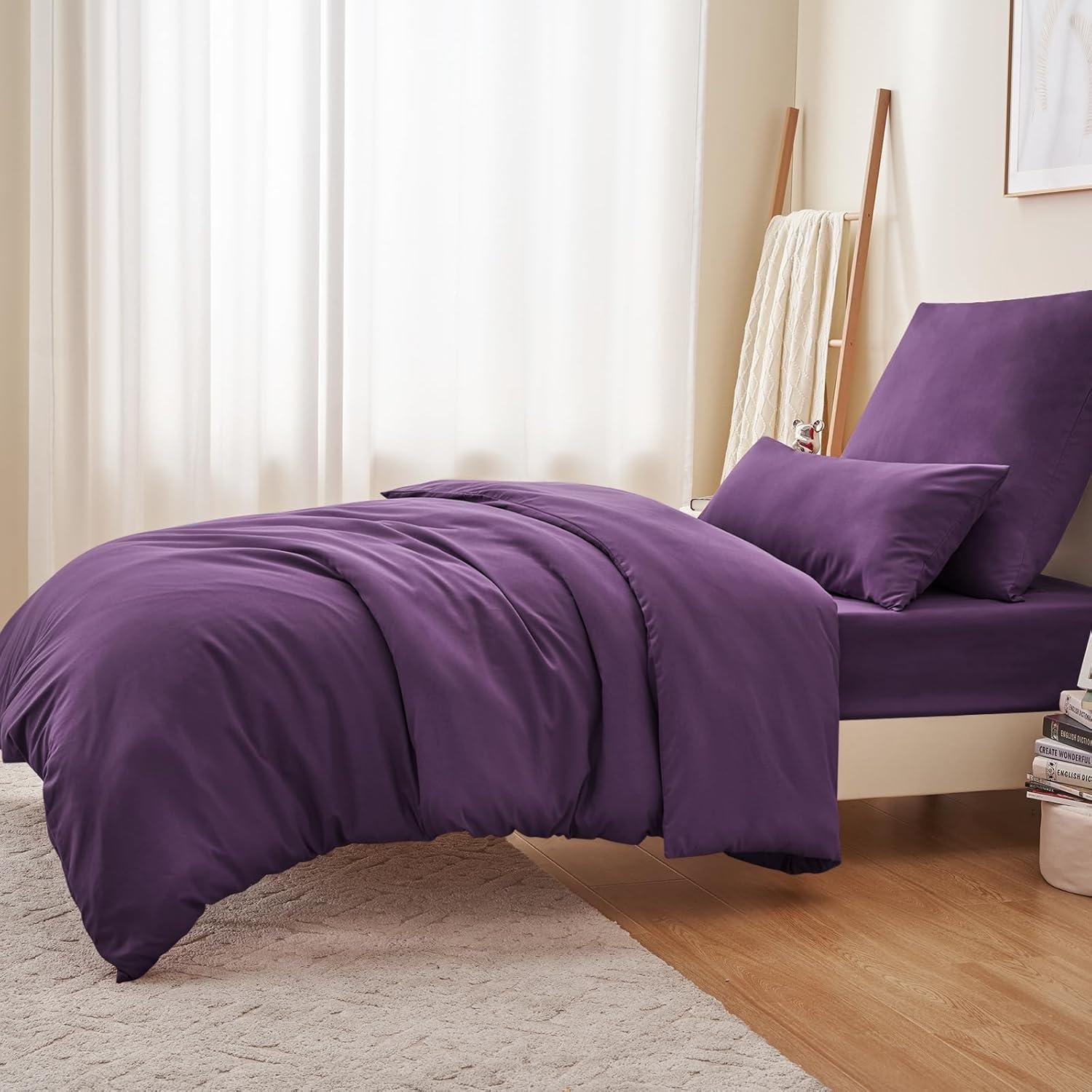 Bettwäsche 155x220cm Lila Set - Mikrofaser Kissenbezug Bügelfrei