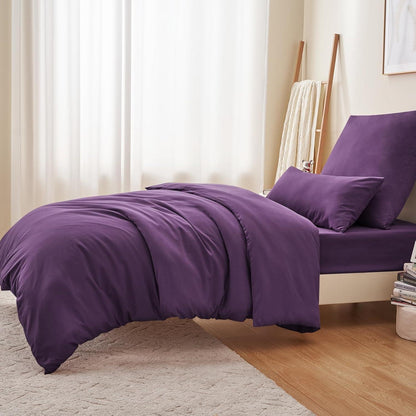 Bettwäsche 155x220cm Lila Set - Mikrofaser Kissenbezug Bügelfrei
