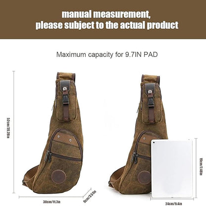 Herren Brusttasche Canvas Sling Rucksack Crossbody Bag Braun