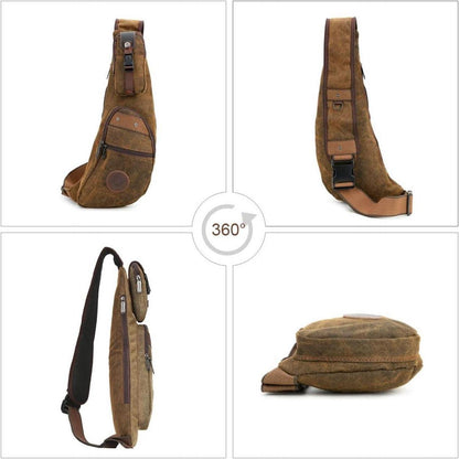 Leathario Canvas Brusttasche Crossbody Bag Sling Rucksack