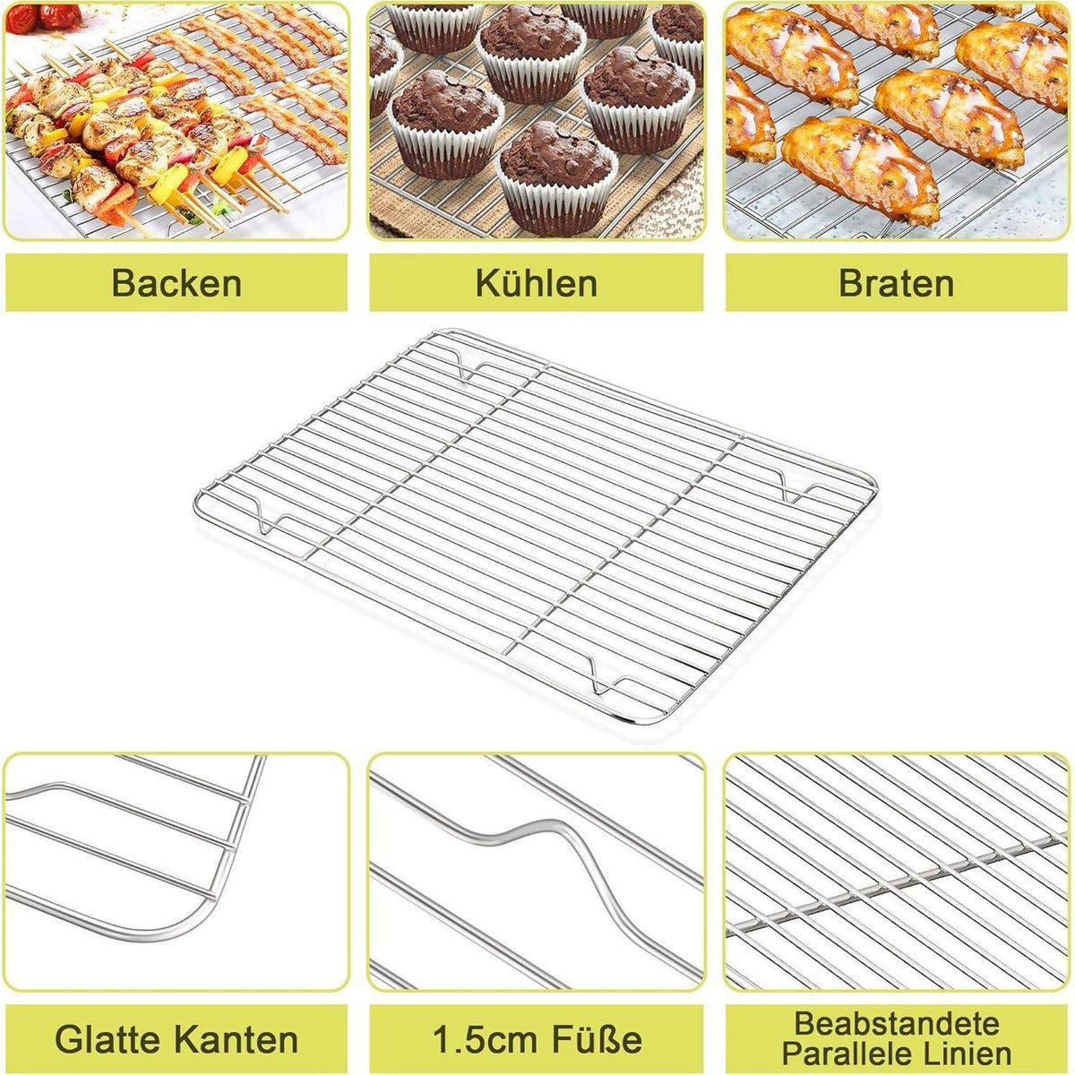 Edelstahl Backblech mit Deckel & Gitter, 3-teiliges Set