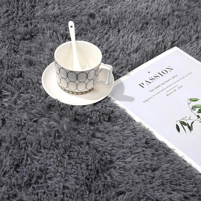 Weicher Shaggy Teppich 120x160cm Hochflor Grau rutschfest luxuriös