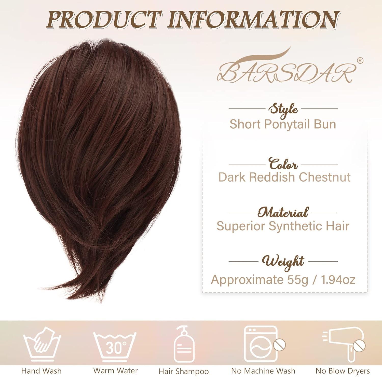 BARSDAR Haarteil Hair Extensions Pferdeschwanz Dark Auburn 20cm