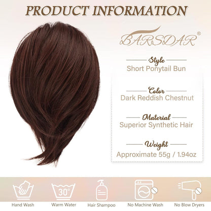 BARSDAR Haarteil Hair Extensions Pferdeschwanz Dark Auburn 20cm