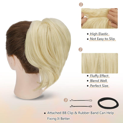 Haarteil Hair Extensions Pferdeschwanz-Verlängerung Platinblond 20cm