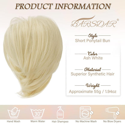 Haarteil Hair Extensions Pferdeschwanz-Verlängerung Platinblond 20cm