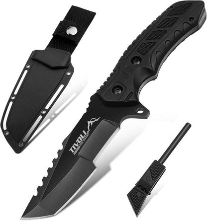 TIVOLI Survival Messer D2 Stahl Outdoor Jagdmesser Scheide Bushcraft