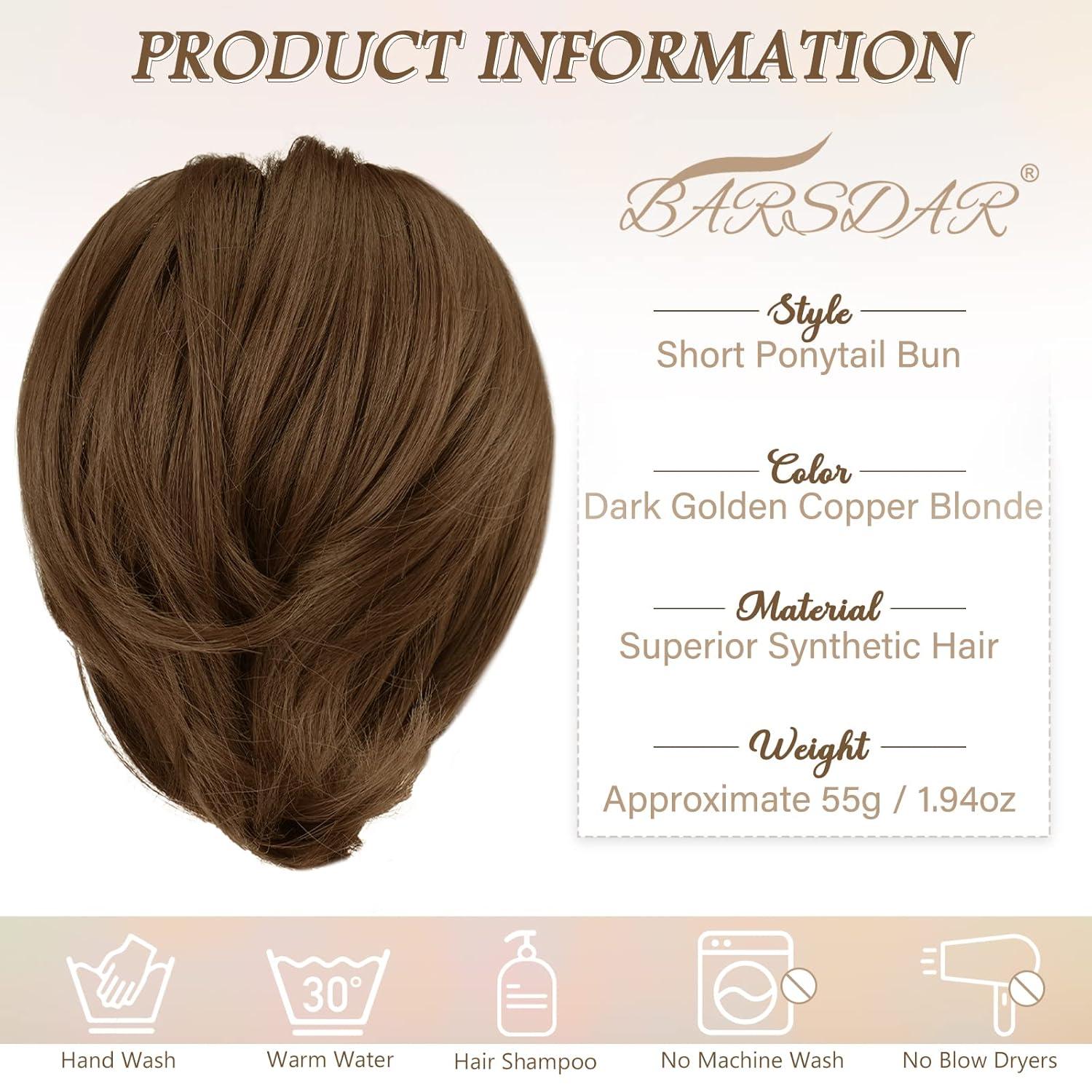 Haarteil Extensions Haarknoten Pferdeschwanz helles Goldbraun 20cm