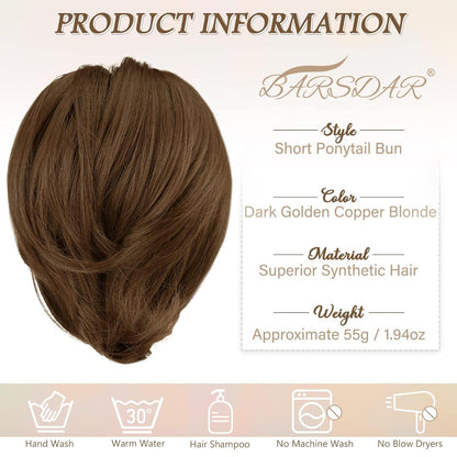 Haarteil Extensions Haarknoten Pferdeschwanz helles Goldbraun 20cm