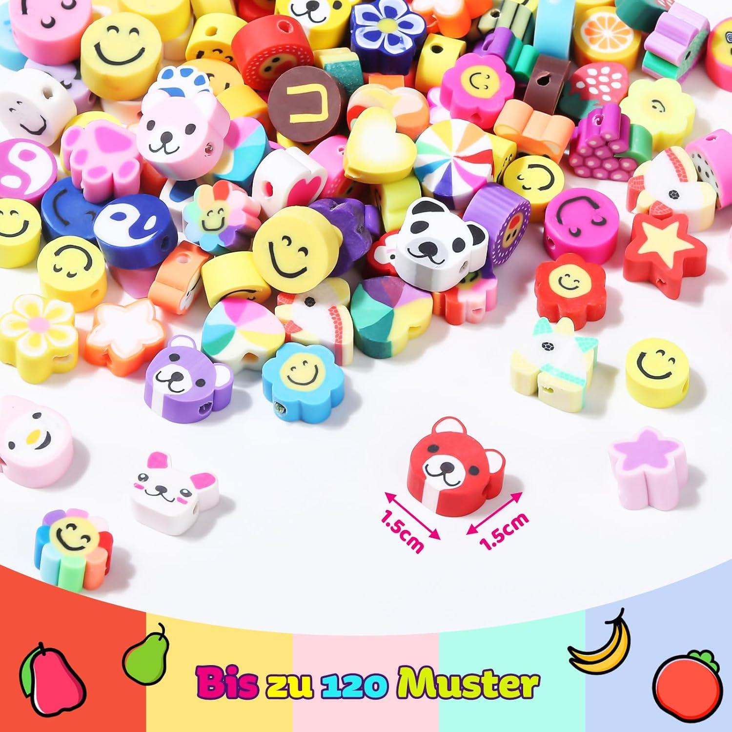403 Perlen Bastelset Kinder Schmuck DIY 120+ Muster Tieren Obst Süßigkeit Regenbogen