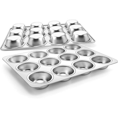 Muffinform 2er Set Edelstahl für 12 Muffins, Backofenfest