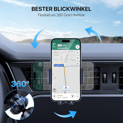 KFZ Handyhalterung 360° drehbar Lüftung Samsung Huawei iPhone 15 Pro Max 14 13 12XR XI 8 7 6S Miracase Grau
