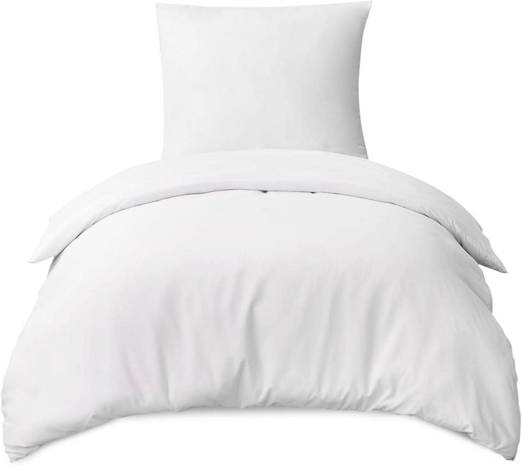 Bettwäsche Set Weiß 155x220cm Mikrofaser Reißverschluss