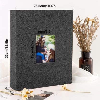 Großes Schwarz Fotoalbum 10x15cm Leinen Einsteckalbum 250