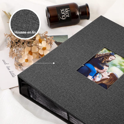Fotoalbum 10x15 Schwarz Leinen XXL Einsteckalbum 1000 Fotos