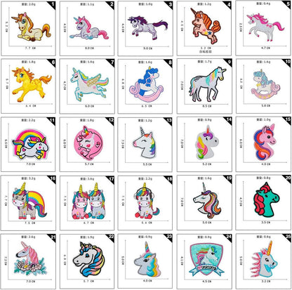 25er Set Kinder Bügelbilder Aufnäher Patches Einhorn Mädchen