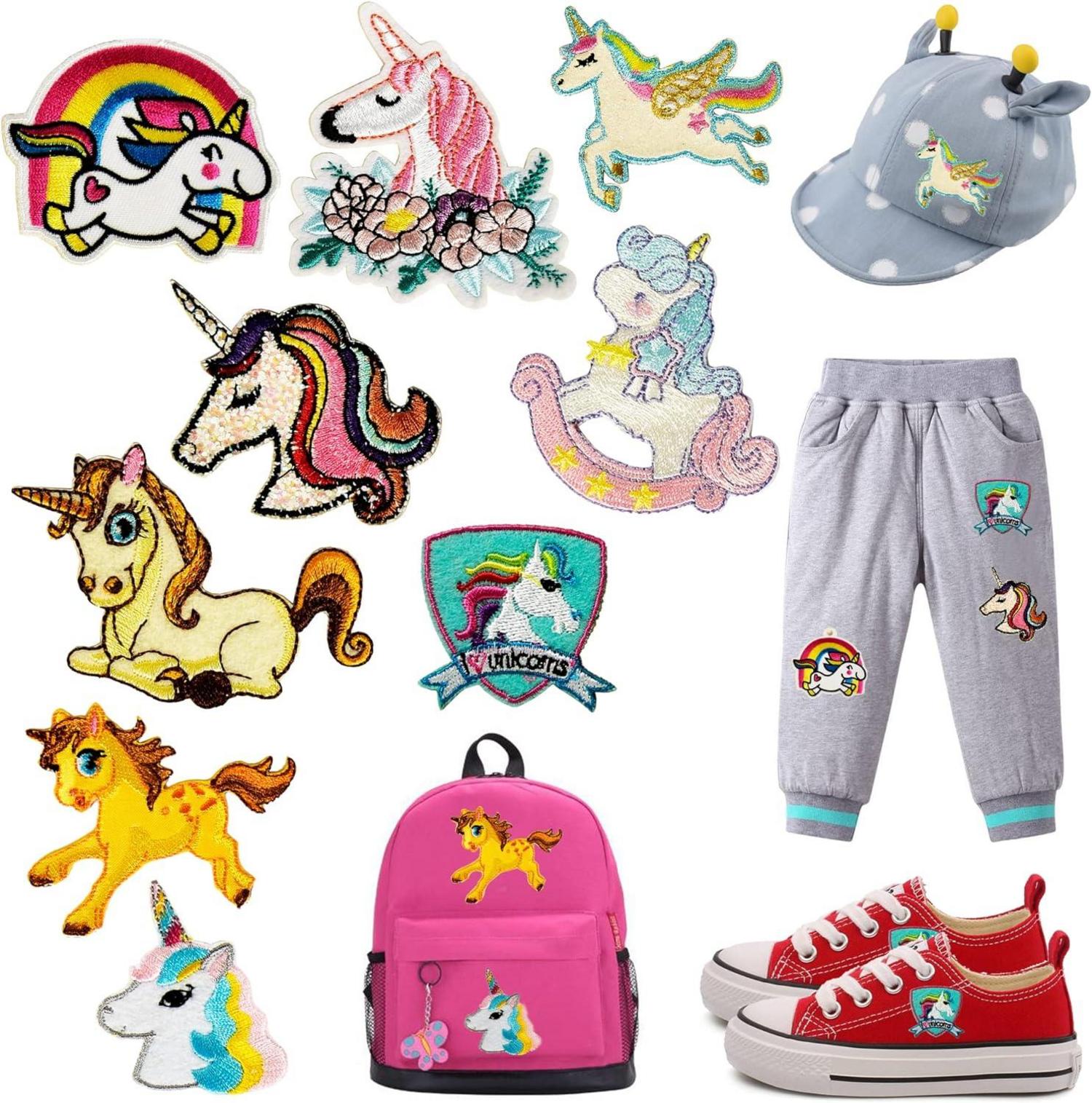 25er Set Kinder Bügelflicken Aufnäher Patches Einhorn Cartoon