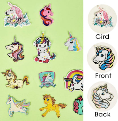 Kinder Aufnäher Set 25 Stück Bügelflicken Einhorn Patches Textilien
