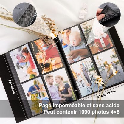 Großes XXL Leinen Einsteckalbum für 10x15cm Hochformat Fotos Teal